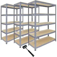 Monster Racking Monster rekken 3 x grijs rekken eenheid 5 Tier garage opslag magazijn rekken 120x50x180cm