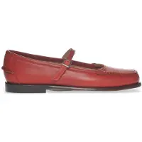 Sebago Dames Leren ballerina's Pop rood (39), Leer, Plat, Gesp, Casual, Klassiek 76113JW