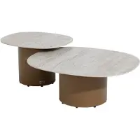 4 Seasons Outdoor Sofie lounge tuintafels set van 2 keramisch blad amber