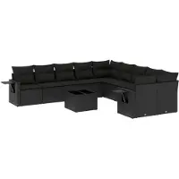 vidaXL 11-delige Loungeset met kussens poly rattan zwart