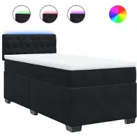 vidaXL Boxspring met matras fluweel zwart 80x200 cm
