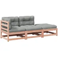vidaXL 3-delige Loungeset met kussens massief douglas vurenhout