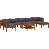 vidaXL 8-delige loungeset voor de tuin met kussens, gemaakt van massief acaciahout