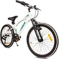 Sun baby Tiger Bike Kinderfiets voor jongens van 6 tot 10 jaar, 20 inch Wit Groen, wielmaat te kiezen uit 6 versnellingen Shimano, in hoogte verstelbaar
