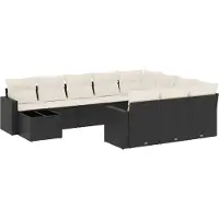 vidaXL 11-delige Loungeset met kussens poly rattan zwart