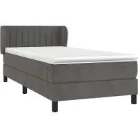 Syfax Boxspring met matras fluweel donkergrijs 90x190 cm