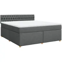 vidaXL Boxspring met matras stof donkergrijs 180x200 cm