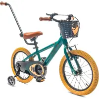 Sun baby Verdant Bike Kinderfiets voor jongens 14 inch Donkergroen, leeftijd 3 tot 5 jaar, met zijwieltjes, duwstang, handrem