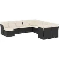 vidaXL 11-delige Loungeset met kussens poly rattan zwart