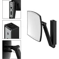 Keuco Wand-Make-Up-Spiegel met zwenkarm, LED-verlichting, 5-voudige vergroting, tuimelschakelaar, 20 x 20 cm, hoekig, zwart mat, tuimelschakelaar, Cosmetische spiegel iLook_Move
