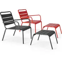Oviala - Lot van 2 relaxfauteuils met grijze en rode voetensteunen - Palavas