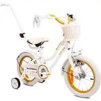 Sun baby Hart fiets, kinderfiets voor meisjes, 14 inch, geschikt vanaf 3 jaar, met stabilisatorwielen, afneembare duwstang, mandje, bel, achterrem en V-rem