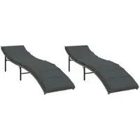 vidaXL Ligbedden 2 st met kussens poly rattan grijs