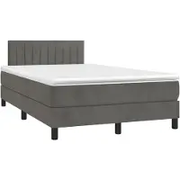 vidaXL Boxspring met matras fluweel donkergrijs 120x190 cm