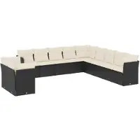 vidaXL 11-delige Loungeset met kussens poly rattan zwart