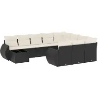 vidaXL 11-delige Loungeset met kussens poly rattan zwart