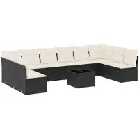 vidaXL 11-delige Loungeset met kussens poly rattan zwart