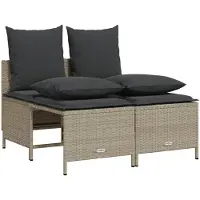 vidaXL 4-delige tuinmeubelset met kussens, lichtgrijs, polyrotan