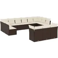 vidaXL 13-delige Loungeset met kussens poly rattan bruin