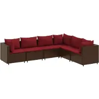 vidaXL 6-delige Loungeset met kussens poly rattan bruin