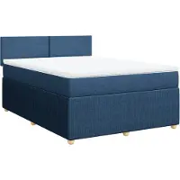 vidaXL Boxspring met matras stof blauw 160x200 cm