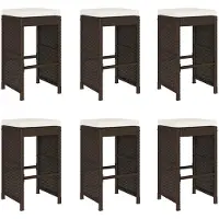 vidaXL Tuinbarstoelen met kussens, 6 stuks, bruin, polyrotan