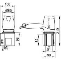 Keuco Plan - Haardroger met houder, aluminium/zwart 14995170037
