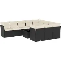 vidaXL 11-delige Loungeset met kussens poly rattan zwart