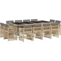 vidaXL 13-delige Tuinset met kussens poly rattan gemengd beige