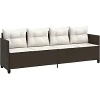 vidaXL Ligbed met kussens poly rattan bruin