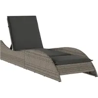vidaXL Ligbed met kussen 60x205x73 cm poly rattan grijs
