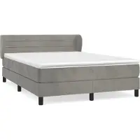 Syfax Boxspring met matras fluweel lichtgrijs 140x190 cm