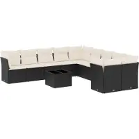 vidaXL 11-delige Loungeset met kussens poly rattan zwart
