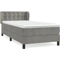 Syfax Boxspring met matras fluweel lichtgrijs 90x200 cm
