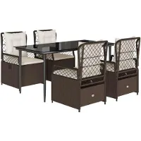 vidaXL 5-delige Tuinset met kussens poly rattan bruin