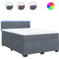vidaXL Boxspring met matras fluweel donkergrijs 140x190 cm