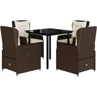 vidaXL 5-delige Tuinset met kussens poly rattan bruin