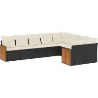 vidaXL 9-delige Loungeset met kussens poly rattan zwart