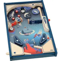 Vilac flipperkast hout ruimte thema kinderspel vintage design.