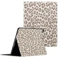 Selencia Sabi Bookcase met panterprint voor de Apple iPad 9 (2021) 10.2 inch / iPad 8 (2020) 10.2 inch / iPad 7 (2019) 10.2 inch - Soft Ivory