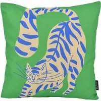 Gek op kussens! Green cat | 45 x 45 cm | kussenhoes | katoen/linnen