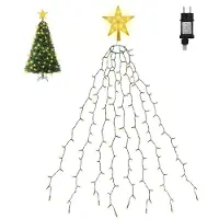 Salcar 2m 280 LED Slingerlicht Kerstboom met 8 slingers en LED ster, Sparboom Slingerlicht LED, Kerstboomverlichting
