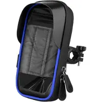 LONGZIMING -Fietstelefoonhouder Waterdicht met HD Touchscreen – Stuurmontage 360° Rotatie – Smartphonehouder met Opbergtas – Blauw