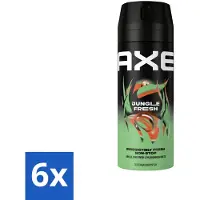 Axe 6 x - Deodorant Spray - Jungle Fresh - Tropische Geur - Verfrissend - 150 ml - Deodorant - Jungle Fresh - Tropische Geur - Deodorant Spray - Frisse Geur