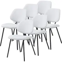 En.casa Eetkamerstoel 'Köma', set van 6, gestoffeerde stoel met metalen frame, geweven stof, lichtgrijs