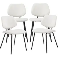 En.casa Eetkamerstoel 'Köma', set van 4, gestoffeerde stoel met metalen frame, geweven stof, beige