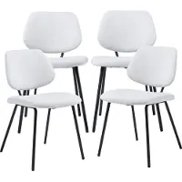 En.casa Eetkamerstoel 'Köma', set van 4, gestoffeerde stoel met metalen frame, geweven stof, lichtgrijs