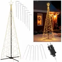 Springos Galaxy LED Kerstboom - Vlaggenmast Verlichting - Inclusief Mast - 5 Meter - Warm wit - 840 LED - Ø 166cm