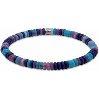 Frank 1967 7FB-0809 – – Heren Armband – Kralenarmband – Lichtblauw, Donkergroen & Lichtgroen – Zilverkleurig