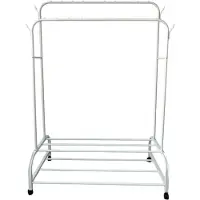 Lendo Online Kledingrek 110x55x165 cm Wit met Wieltjes